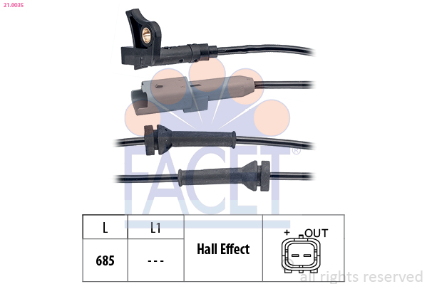 FACET ABS Sensor 210035 for PEUGEOT CITROËN DS