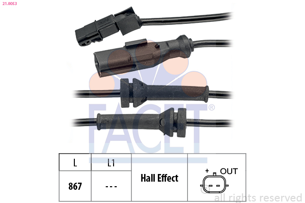 FACET ABS Sensor 210053 for RENAULT