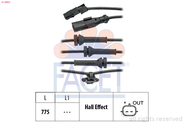 FACET ABS Sensor 210055 for RENAULT
