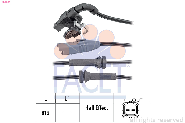 FACET ABS Sensor 210063 for PEUGEOT DS CITROËN