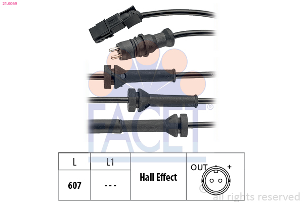 FACET ABS Sensor 210069 for RENAULT