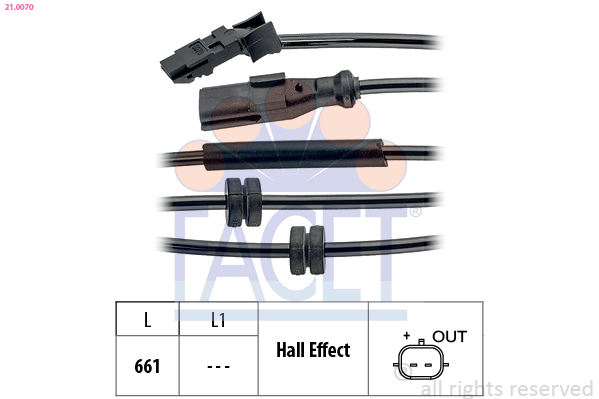FACET ABS Sensor 210070 for RENAULT