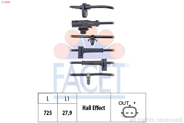 FACET ABS Sensor 210095 for FORD ASIA & OCEANIA FORD