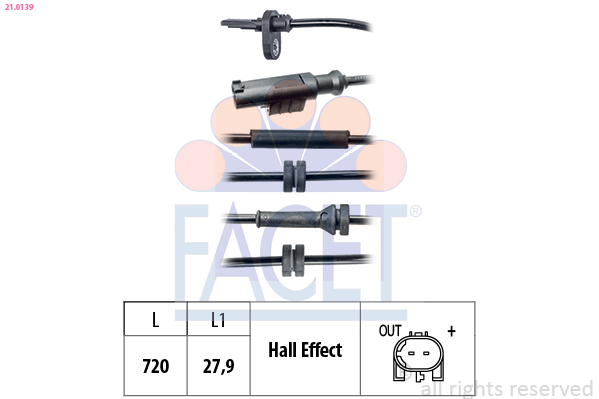 FACET ABS Sensor 210139 for FIAT