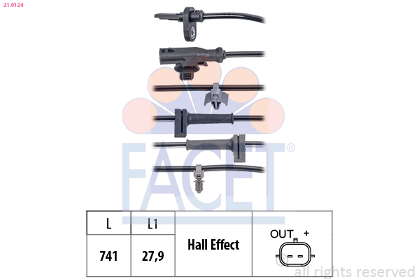 FACET ABS Sensor 210124 for FORD