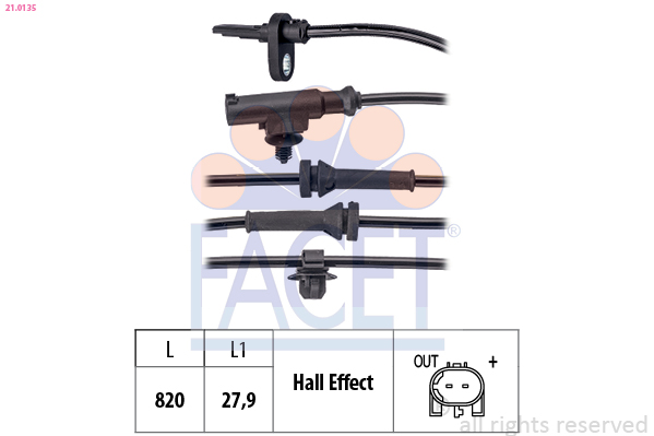 FACET ABS Sensor 210135 for CITROËN TOYOTA