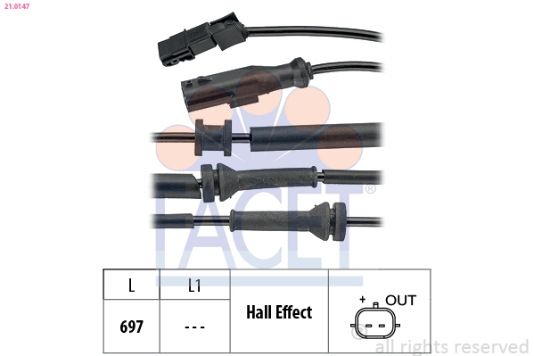 FACET ABS Sensor 210147 for RENAULT