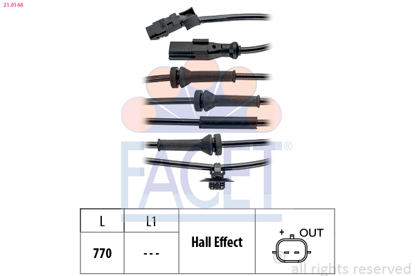 FACET ABS Sensor 210148 for MERCEDES-BENZ NISSAN RENAULT