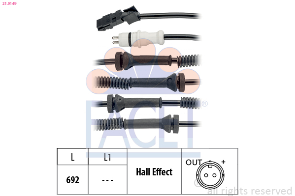 FACET ABS Sensor 210149 for OPEL VAUXHALL GENERAL MOTORS RENAULT NISSAN