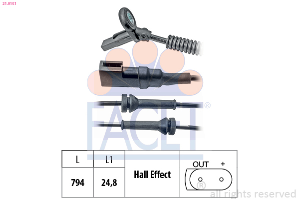 FACET ABS Sensor 210151 for FORD