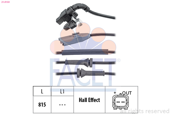 FACET ABS Sensor 210150 for CITROËN PEUGEOT
