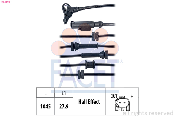 FACET ABS Sensor 210159 for LANCIA