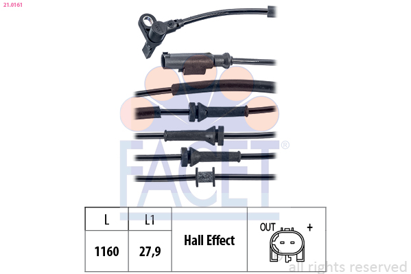 FACET ABS Sensor 210161 for LANCIA