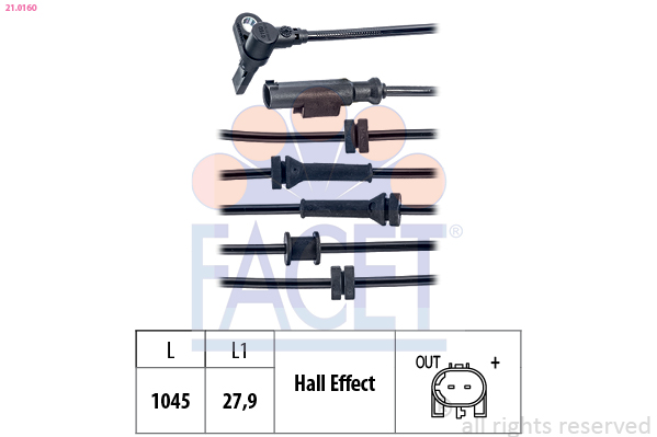 FACET ABS Sensor 210160 for LANCIA