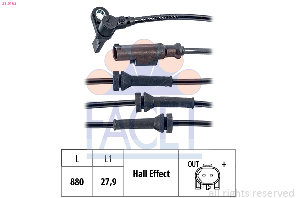 FACET ABS Sensor 210163 for FIAT LANCIA