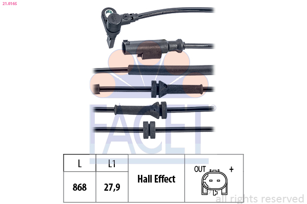 FACET ABS Sensor 210165 for FIAT