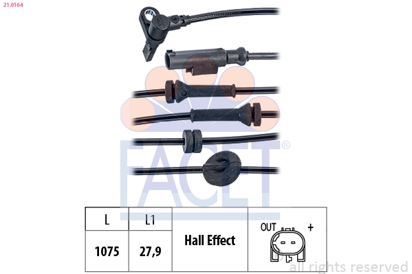 FACET ABS Sensor 210164 for FIAT LANCIA