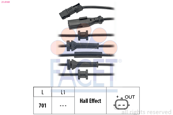 FACET ABS Sensor 210169 for RENAULT