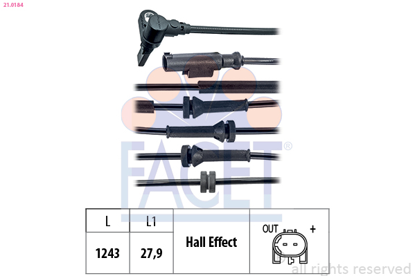 FACET ABS Sensor 210184 for FIAT JEEP