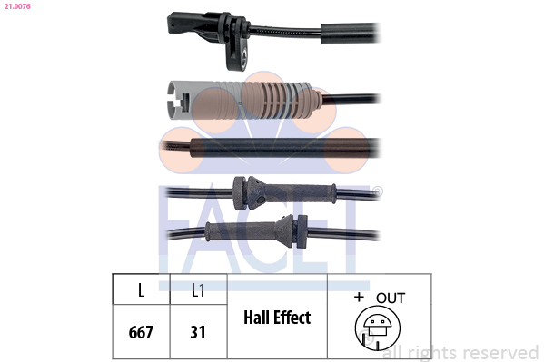 FACET ABS Sensor 210076 for BMW