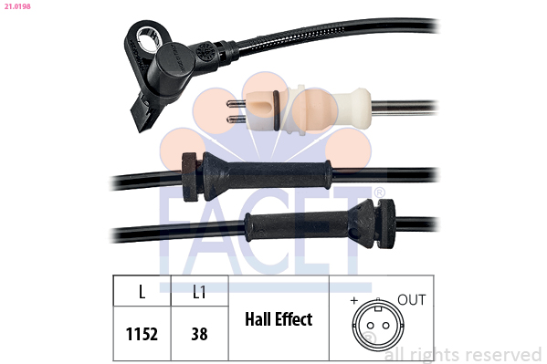 FACET ABS Sensor 210198 for FIAT