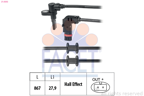 FACET ABS Sensor 210202 for MERCEDES-BENZ