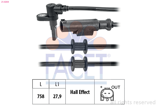FACET ABS Sensor 210204 for MERCEDES-BENZ