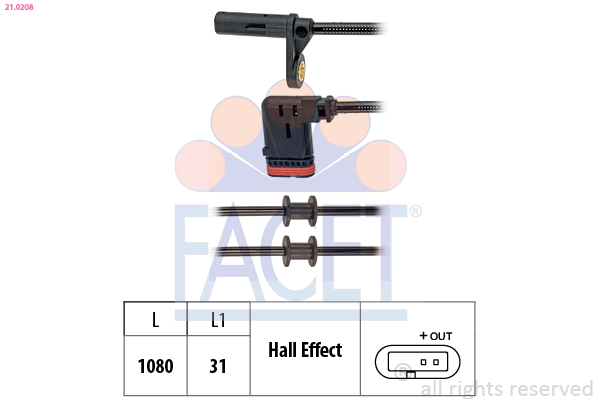 FACET ABS Sensor 210208 for MERCEDES-BENZ