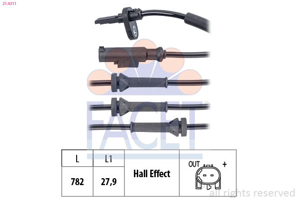 FACET ABS Sensor 210211 for LANCIA