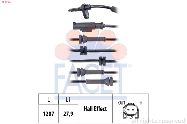 FACET ABS Sensor 210214 for FIAT LANCIA