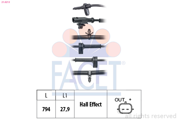 FACET ABS Sensor 210213 for FORD