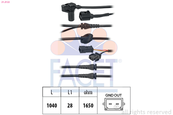 FACET ABS Sensor 212122 for VW