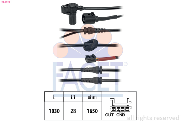 FACET ABS Sensor 212124 for VW