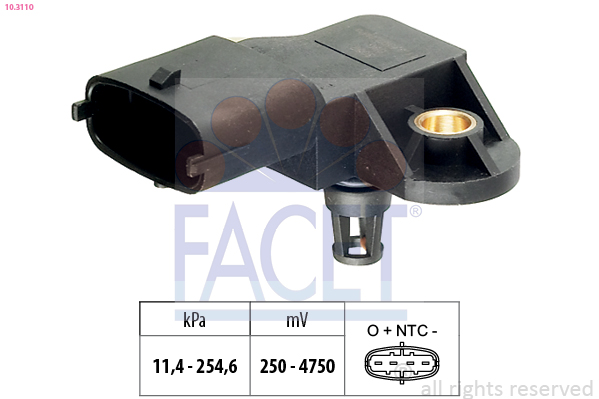 FACET Lufttrykssensor 103110 for IVECO DR PEUGEOT RENAULT TRUCKS VW CHERY