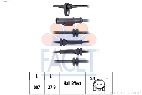 FACET ABS Sensor 210210 for FIAT