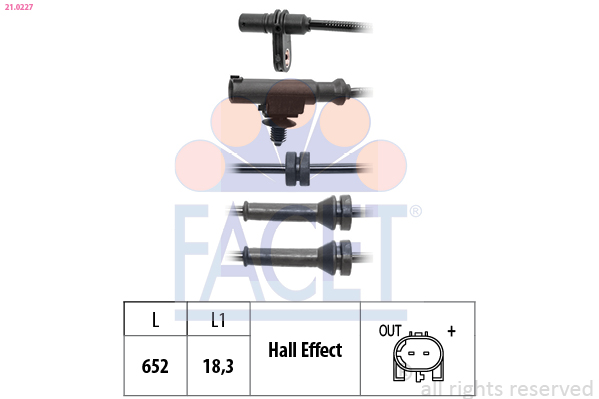 FACET ABS Sensor 210227 for NISSAN