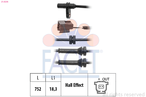 FACET ABS Sensor 210236 for NISSAN