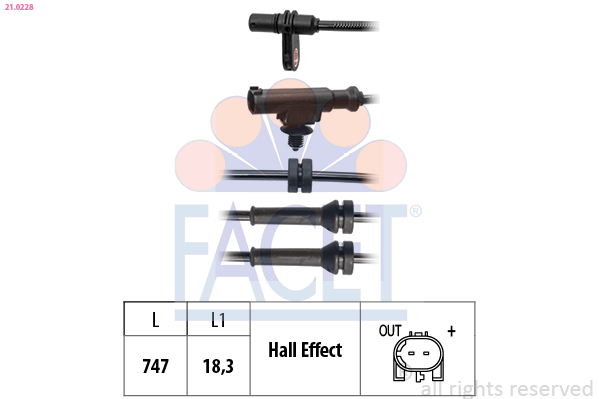 FACET ABS Sensor 210228 for NISSAN
