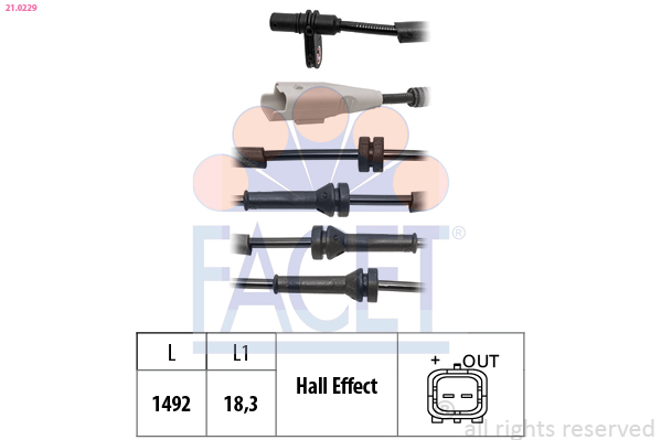 FACET ABS Sensor 210229 for FIAT PEUGEOT