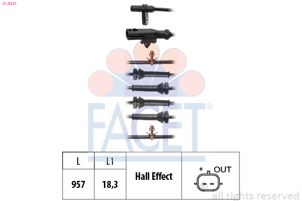 FACET ABS Sensor 210231 for NISSAN