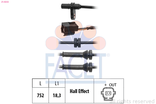 FACET ABS Sensor 210232 for NISSAN