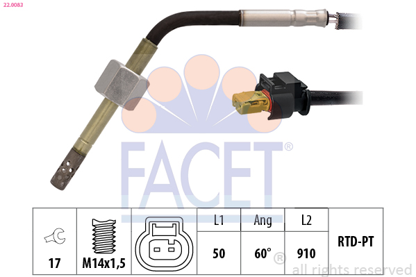 FACET Sensor, udstødningsgastemperatur 220083 for MERCEDES-BENZ INFINITI