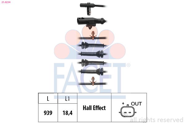 FACET ABS Sensor 210234 for RENAULT