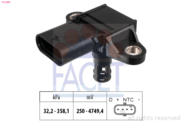 FACET Sensor, sugerørstryk 103400 for BMW