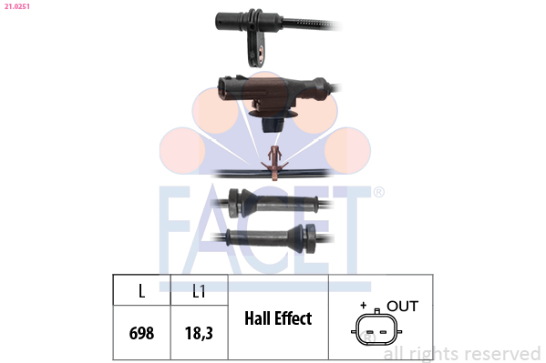 FACET ABS Sensor 210251 for RENAULT