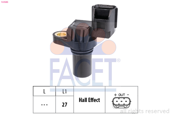 FACET Sensor, knastakselposition 90585 for FIAT GENERAL MOTORS PEUGEOT MAZDA MITSUBISHI SUZUKI SMART