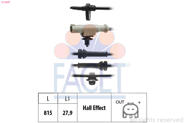 FACET ABS Sensor 210257 for PEUGEOT TOYOTA