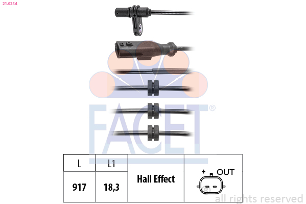 FACET ABS Sensor 210254 for MITSUBISHI RENAULT NISSAN