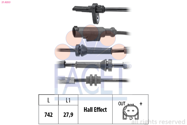FACET ABS Sensor 210253 for FIAT