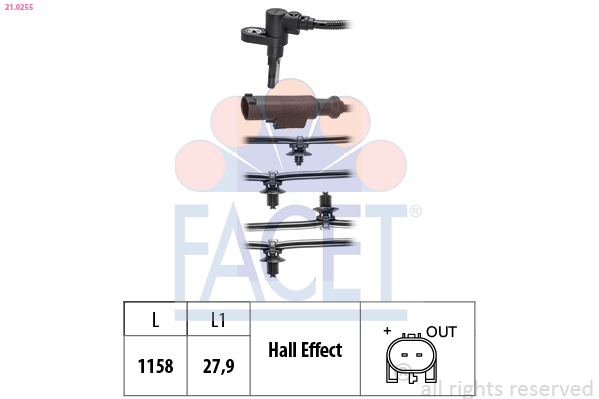 FACET ABS Sensor 210255 for MERCEDES-BENZ